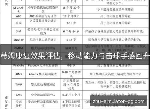 蒂姆康复效果评估,移动能力与击球手感回升 蒂姆康复效果评估,移动能力与击球手感回升